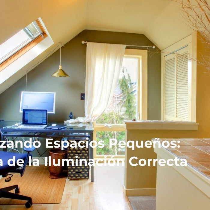 Pequeño estudio en casa bien iluminado con una lámpara colgante moderna y luz natural de la ventana, creando un espacio de trabajo acogedor y funcional