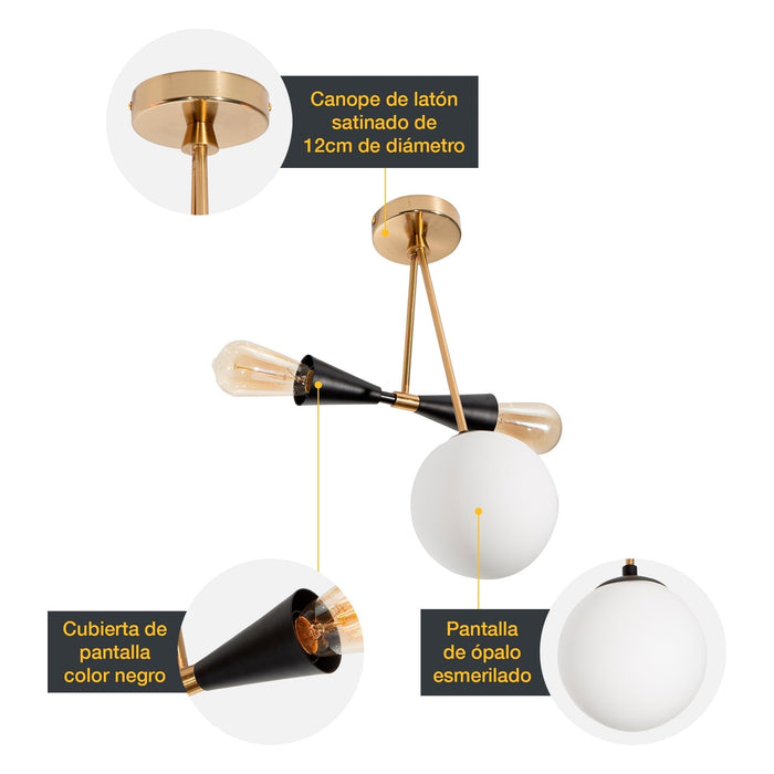 Lámpara de Techo Negro 3 Luces  E27 40w