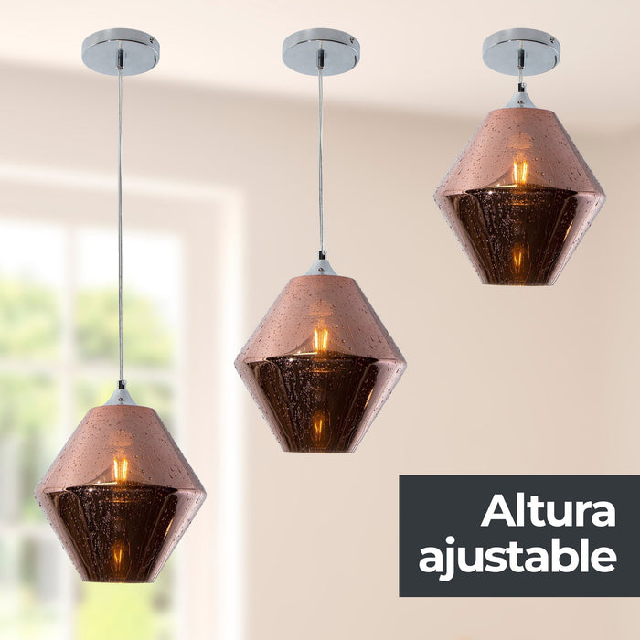 Lámpara Colgante Lumicentro Cromo y Cobre 40W E27 de 1 Luz