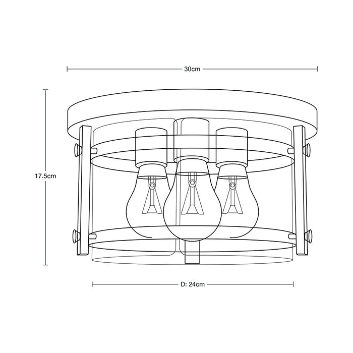 Lámpara de Techo  Café y Dorado Acero 60W  E27 3 Luces