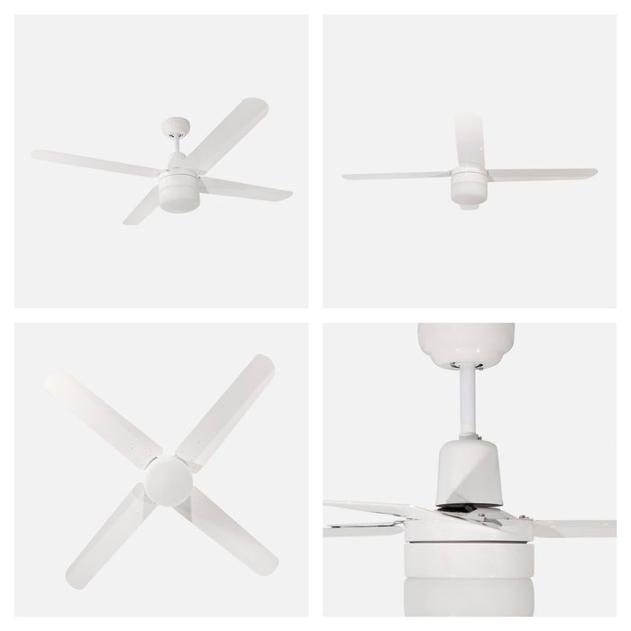 Ventilador De Techo 48" Blanco 1L E27 60W Con Control De Pared