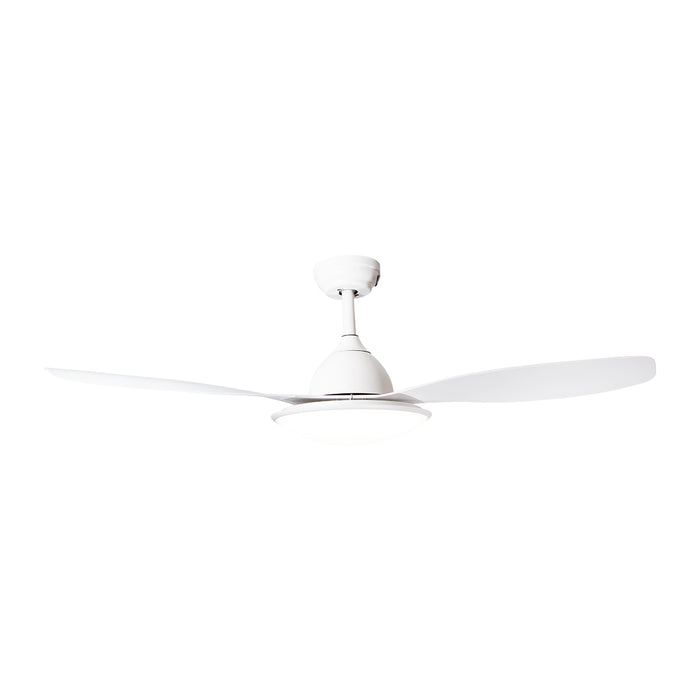 Ventilador de techo 48", 3 aspas, luz LED, control remoto, acabado blanco mate, 6 velocidades