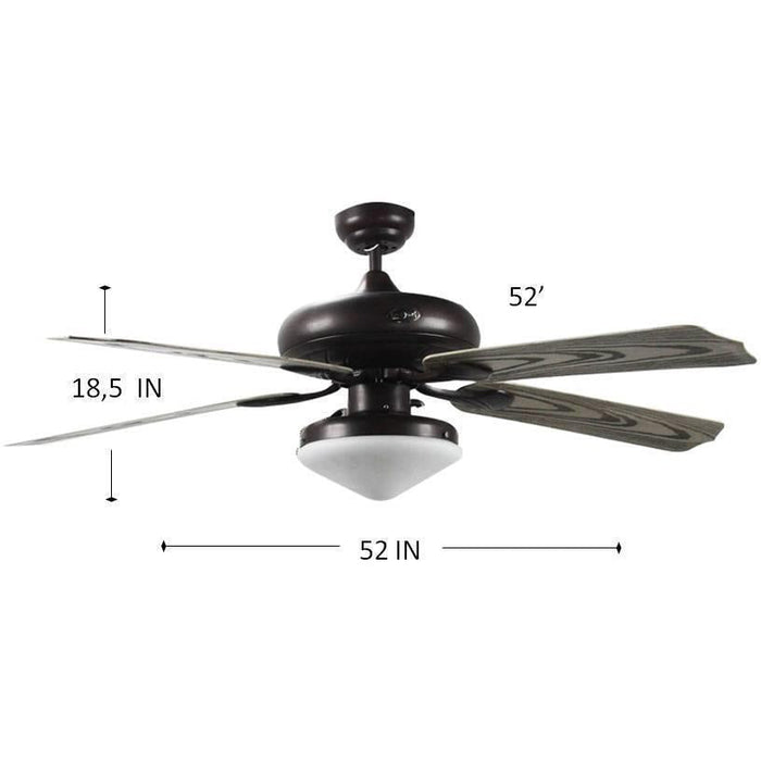 VENTILADOR EXTERIOR DE TECHO 52" OXIDO 2L E27 60W