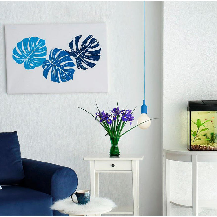 LAMP. COLGANTE AZUL 1L E27 60W
