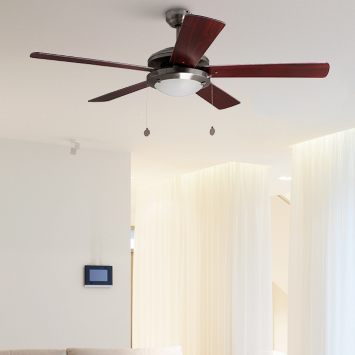 Ventilador De Techo Madera Clara/caoba 3 Velocidades  52