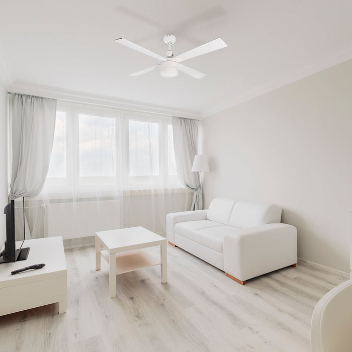 Ventilador De Techo 48" Blanco 1L E27 60W Con Control De Pared