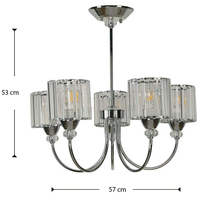 Lámpara Techo Cromo 5L E27 40W