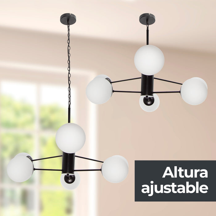 Lámpara Colgante Moderno Negro 40w E27 6 Luces
