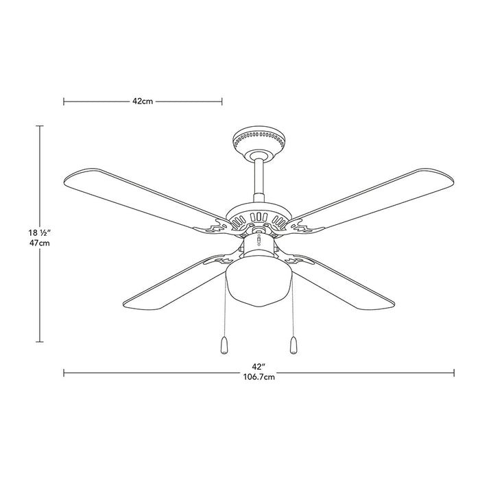Ventilador de techo 42" bronce antiguo 1 Luz E27 40w