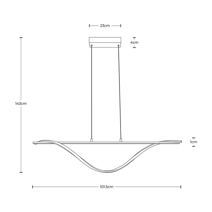 Lámpara colgante LED 3000K, acabado negro mate y oro, 24W 1200 lm