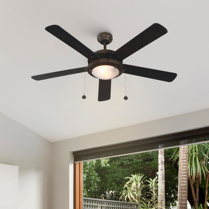 Ventilador Techo Chocolate Madera Oscura/ Caoba 2 Luces  52