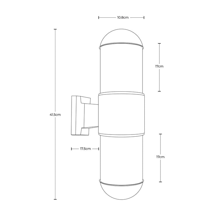 Aplique pared exterior, IP44, color negro, 10W, E27, 2 luces