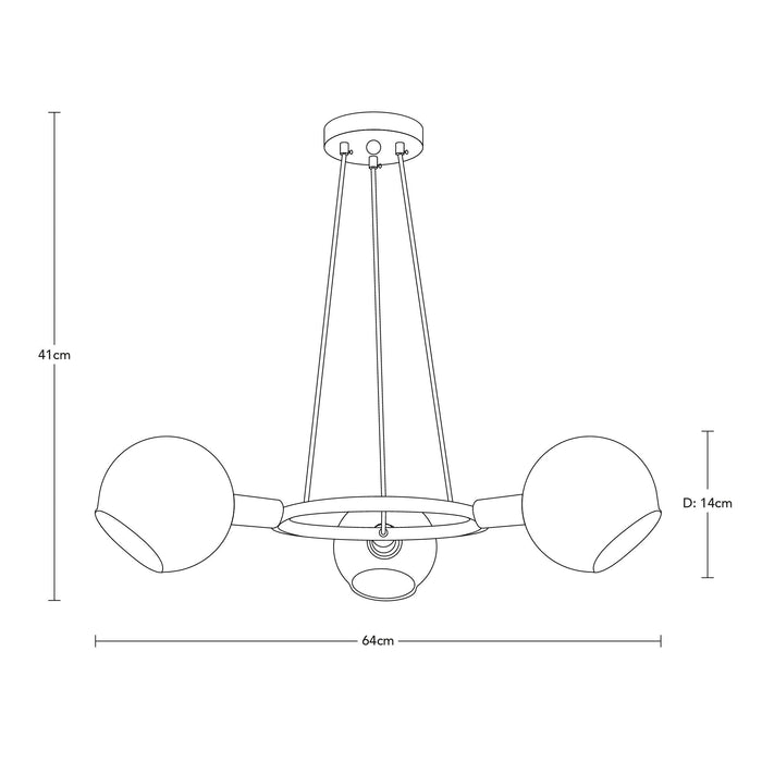 Lámpara de Techo Negro Mate Ahumado E14 40W 3 Luces