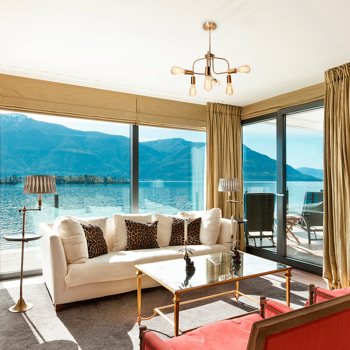 Lámpara Colgante Sputnik Latón G100 E27 40w 6 Luces