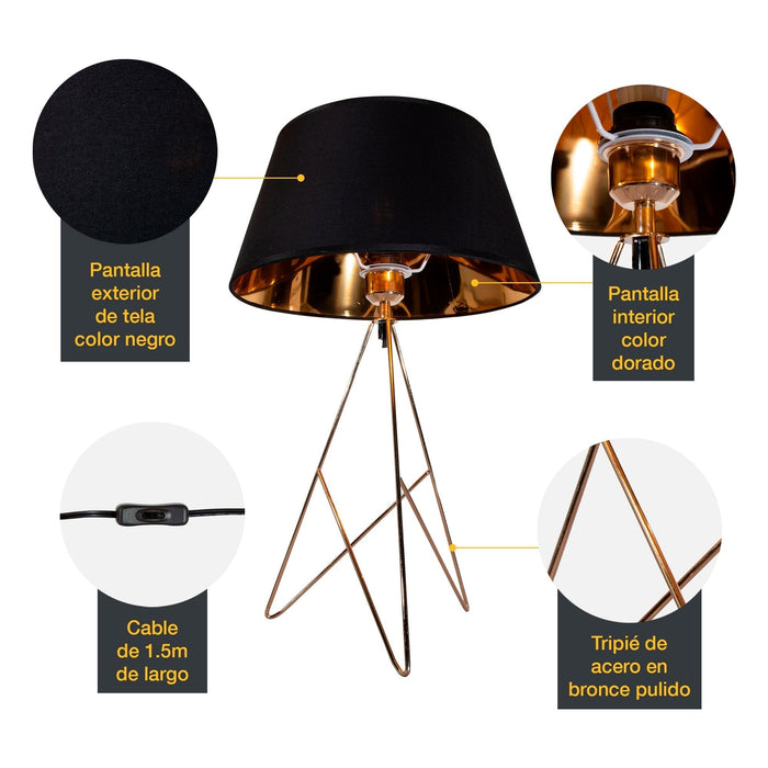 Lámpara de Mesa  Bronce Pulido Estilo Moderno  E27  40W 1 Luz