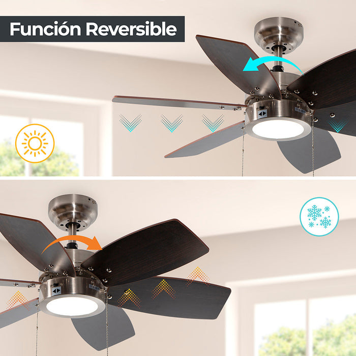 Ventilador LED De Techo 32" Niquel Satinado 12W