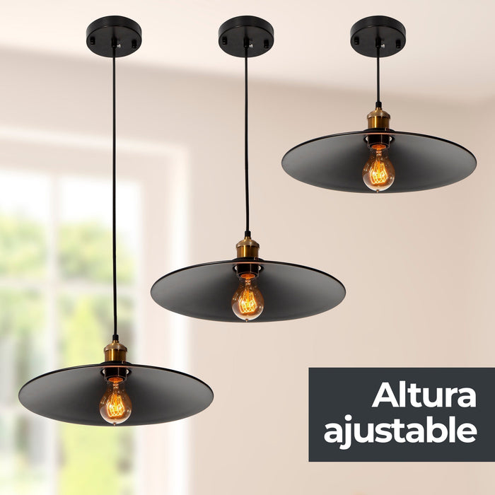 Lámpara Colgante Vintage Negro Mate E27 40W 1 Luz