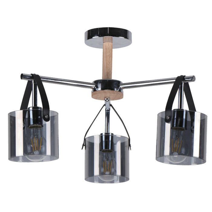 LAMP. TECHO CROMO 3L E27 40W