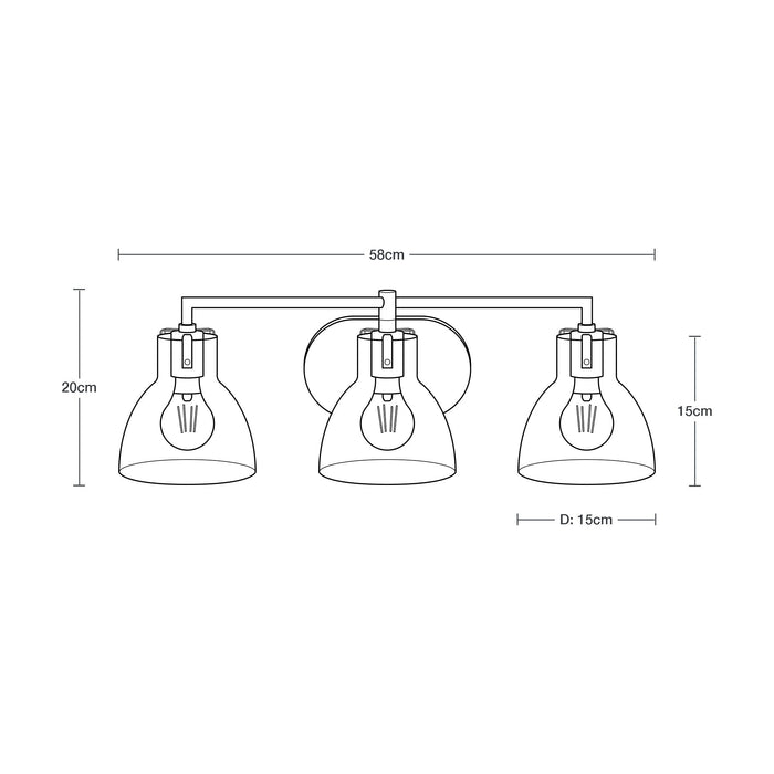 Lámpara de Pared Cromo 3 Luces  E27 60w