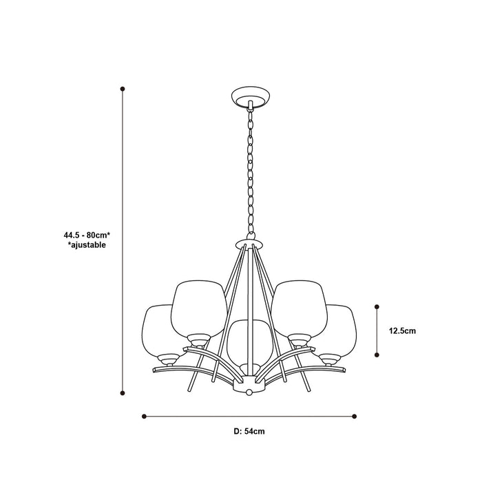 Lámpara Colgante  Níquel Satinado 60W E27 5 Luces