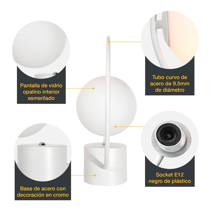 Lámpara de Mesa Blanco Mate E27 40w 1 Luz