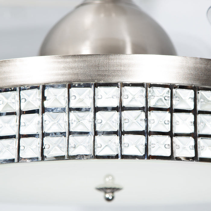 Ventilador De Techo Retráctil 42", Luz LED, Cromo, 3 Aspas, 6 Velocidades