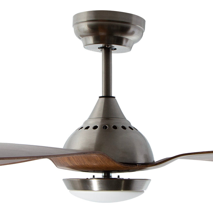 Ventilador de techo con luz LED, 52" acabado de níquel satinado, con control remote, 3 aspas