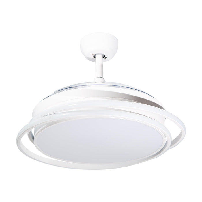 Ventilador De Techo Retráctil 42" estilo spring, Luz LED, Blanco Mate, 6 Velocidades
