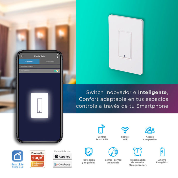 Interruptor de pared inteligente encendido y apagado vía WIFI