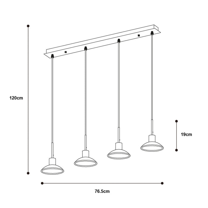 Lámpara Colgante Lumicentro LED Color Cromo 6 W de 4 Luces