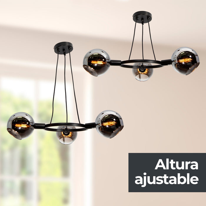 Lámpara de Techo Negro Mate Ahumado E14 40W 3 Luces