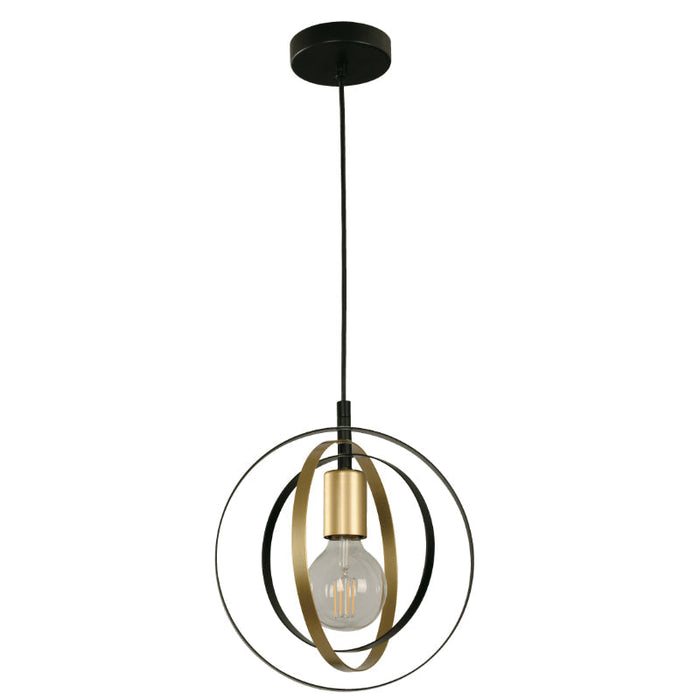 LAMP. COLGANTE NEGRO+BRONCE 1L E27 40W