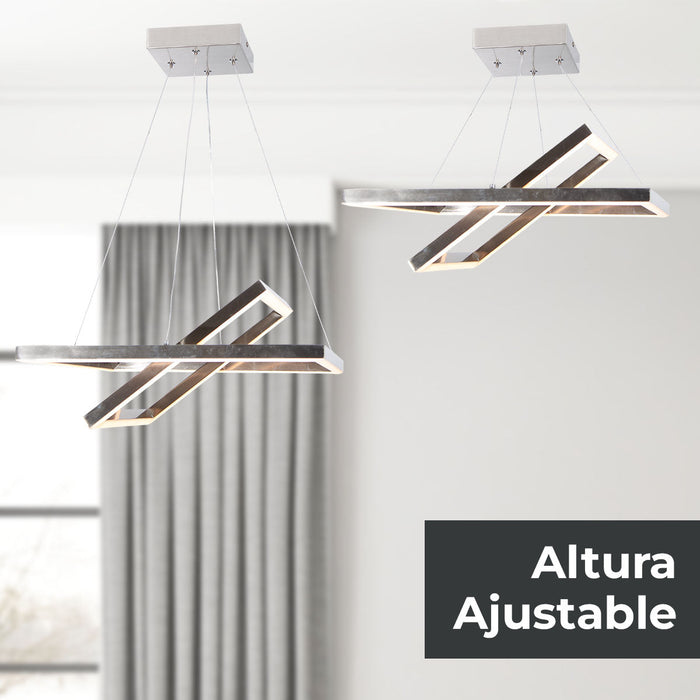 Lámpara Colgante LED, Níquel satinado, Acero, 30W