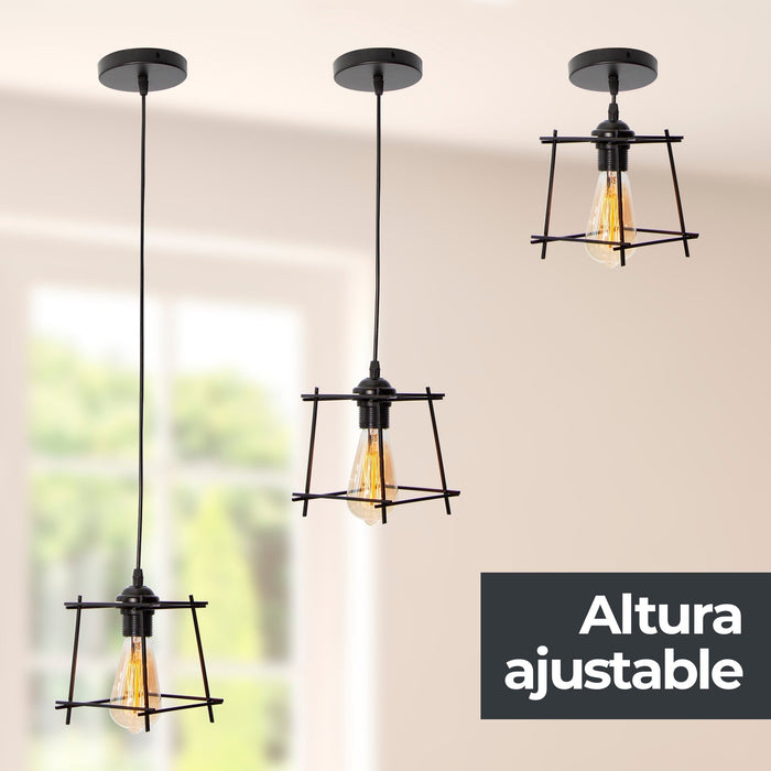 Lámpara Colgante Moderno Negro 60w E27 1 Luz