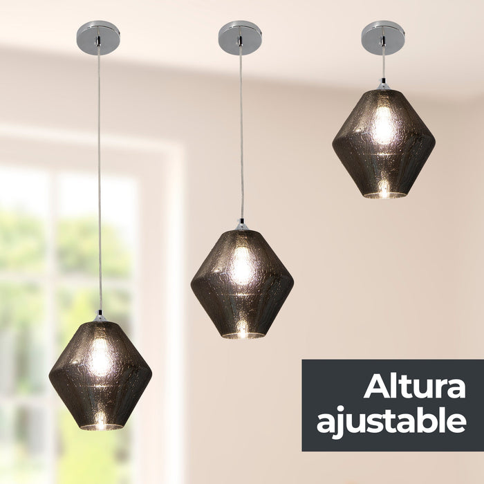 Lámpara Colgante Moderna Cromo y Ahumado 40 W de 1 Luz