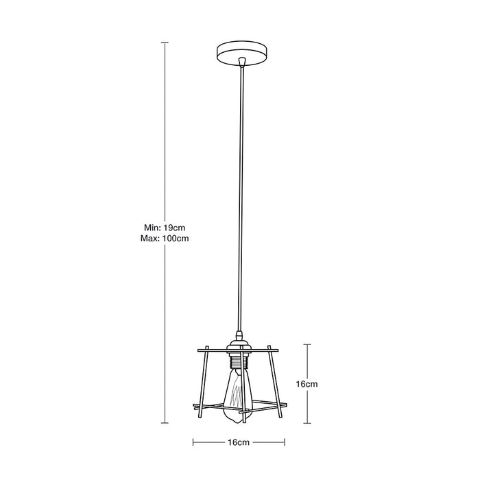Lámpara Colgante Moderno Negro 60w E27 1 Luz