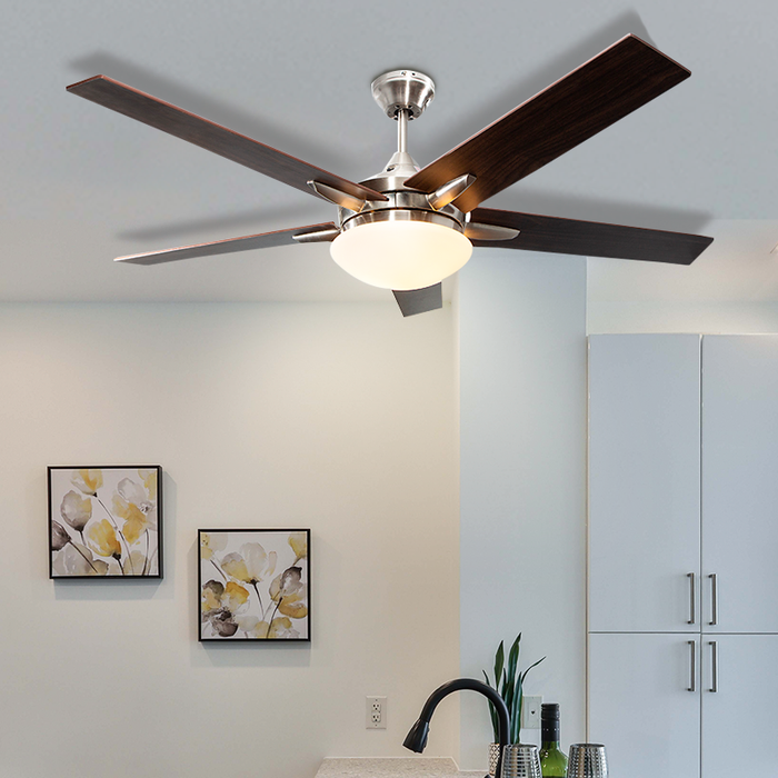 Ventilador de Techo 52" Níquel Satinado 2 luces, 40W, E27