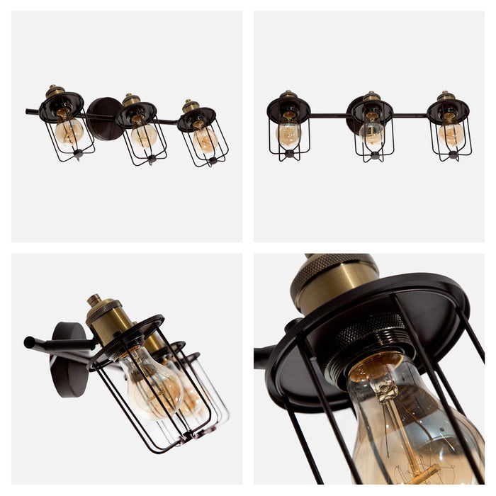 Lámpara de Pared Negro Oscuro Vanity de Baño 40w T45 3 Luces