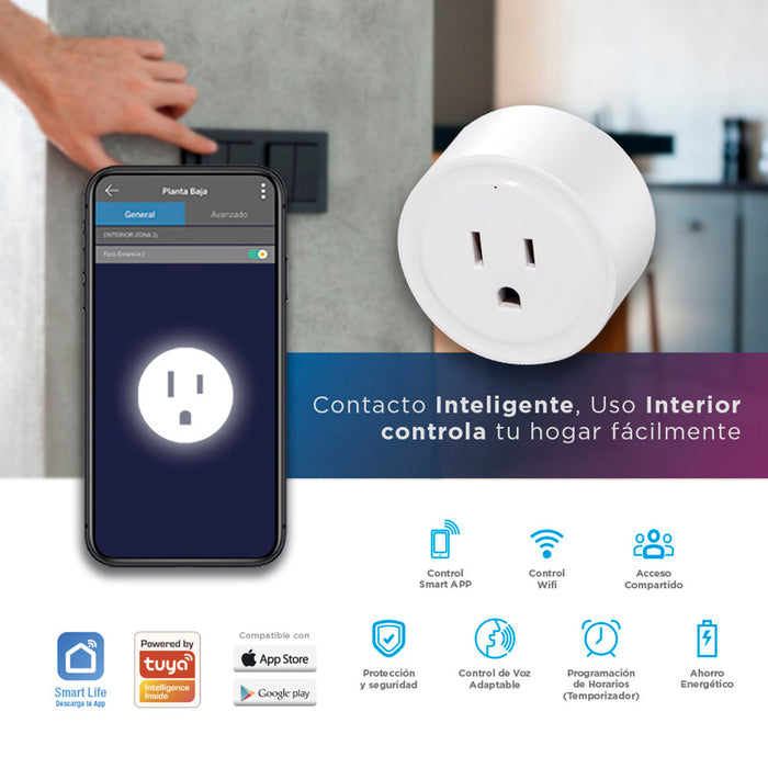 Contacto inteligente con control de horarios encendido y apagado 3 Piezas