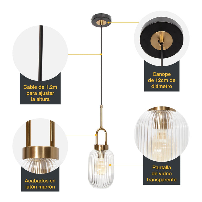 Lámpara Colgante Opulent Lights Bronce Antiguo E27 60w 1 Luz