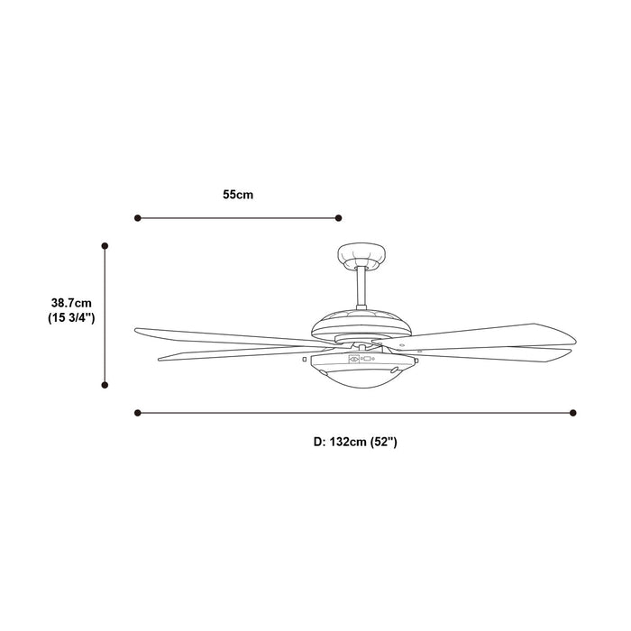 Ventilador De Techo Madera Clara/caoba 3 Velocidades  52