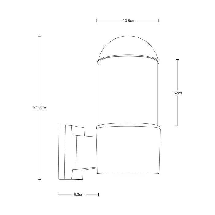 Aplique de pared exterior, IP44, acabado negro, 10W, E27, 1 luz