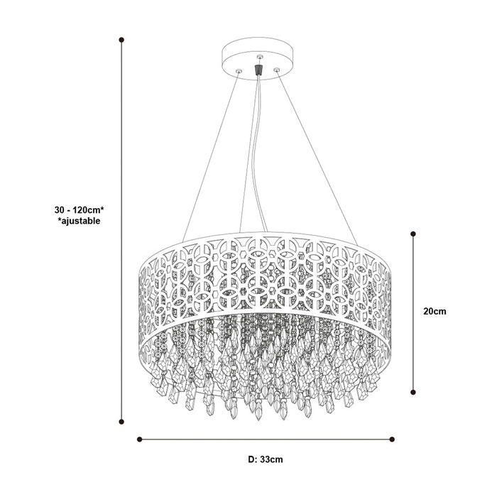 Lámpara Colgante Acero Inoxidable Y Cristales G4 9 Luces
