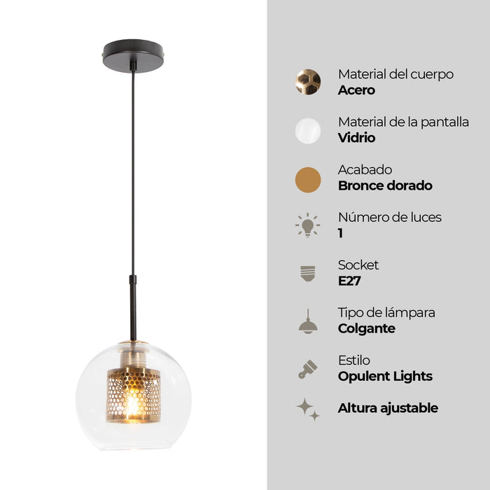 Lámpara Colgante Opulent Lighst Negro Dorado E27 40w 1 Luz