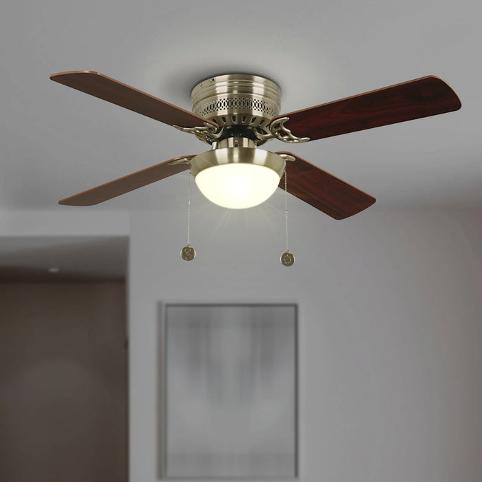 Ventilador De Techo 42" 4 Aspas 1L E27 Con Control De Cadena.