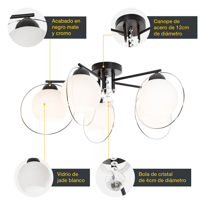 Lámpara de Techo Contemporary Clean Blanco E27 40w 5 Luces