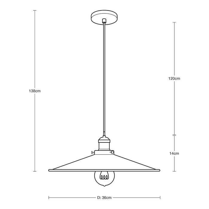Lámpara Colgante Vintage Negro Mate E27 40W 1 Luz