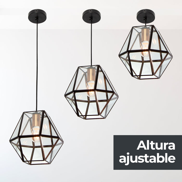 Lámpara Colgante Geometrica Vintage Negro Mate E27 40W 1 Luz