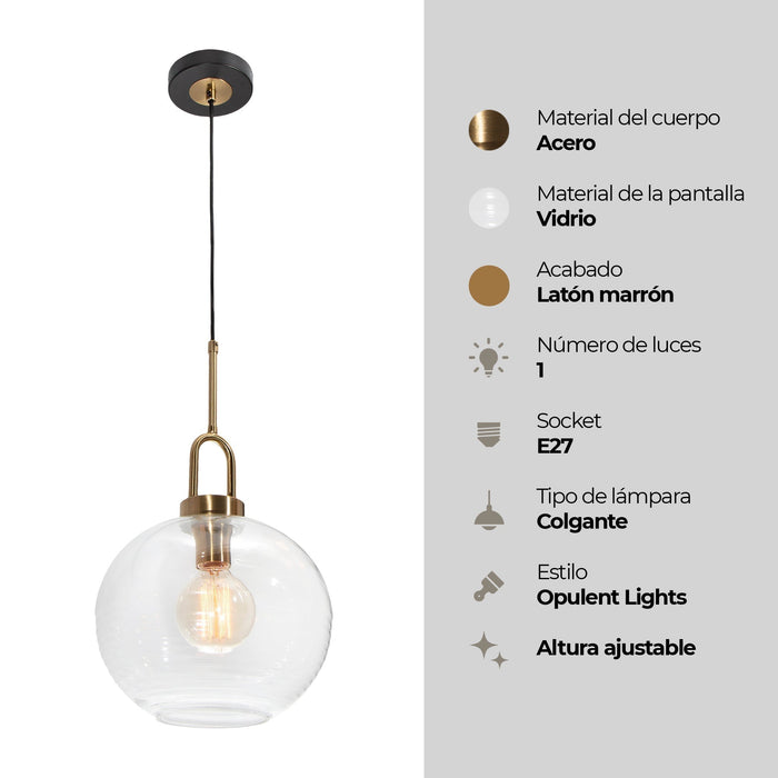 Lámpara Colgante Opulent Lights Bronce Antiguo E27 60w 1 Luz
