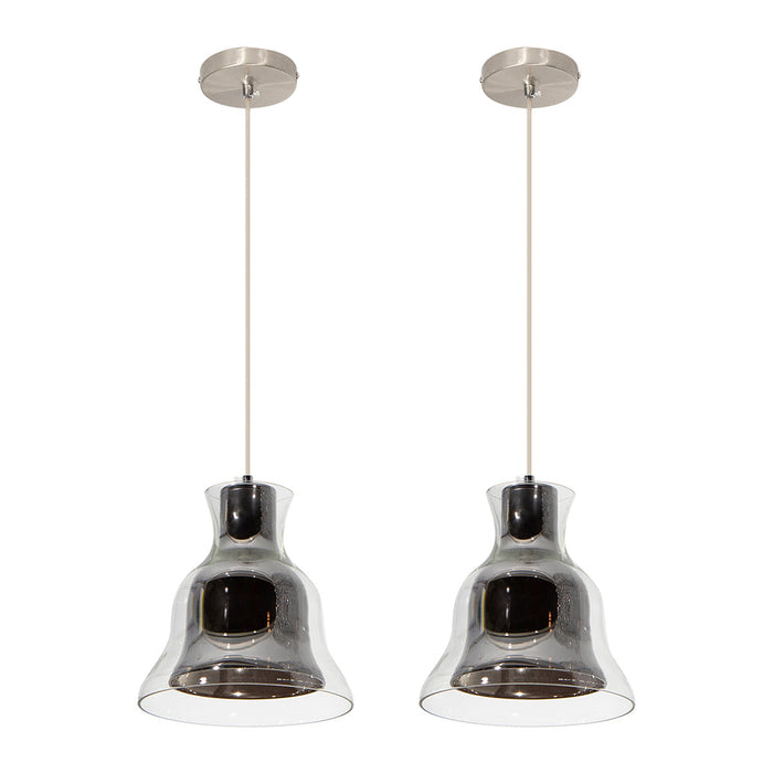 Kit 2 Lámpara Colgante Vintage Níquel Satinado E27 1 Luz